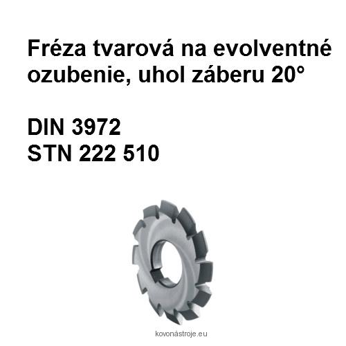 Fréza tvarová na evolventné ozubenie, uhol záberu 20° M9x20xIx7 L A1 307