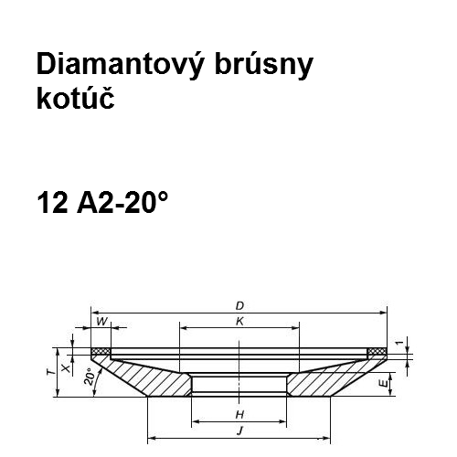 Diamantový brúsny kotúč 12 A2-20° 125/100, 100x5x1,5x20