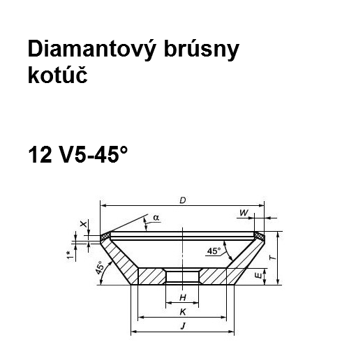 Diamantový brúsny kotúč 12 V5-45° 125/100, 80x3x3x20