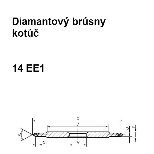 Diamantový brúsny kotúč 14 EEIX 160/125, 250x6x5x60°x76