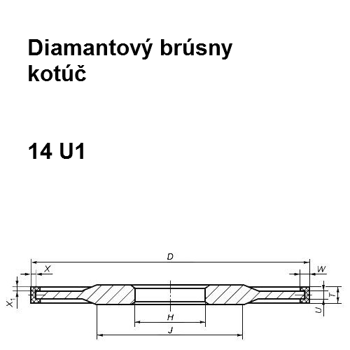 Diamantový brúsny kotúč 14 U1, 125/100,150x10x3x6x32