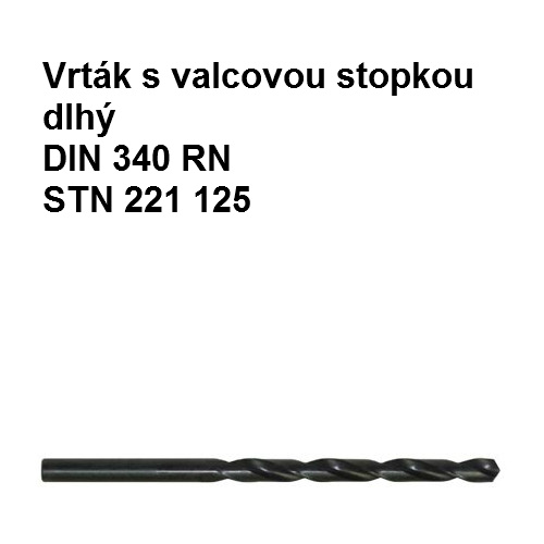 Vrták s valcovou stopkou dlhý 8mm HSS