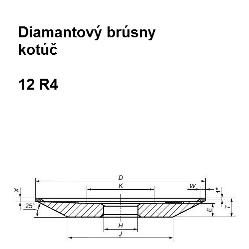 Diamantový brúsny kotúč 12 R4 125/100, 100x3x2x10x20