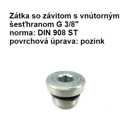 Zátka so závitom s vnútorným šesťhranom G 3/8", DIN 908 ST