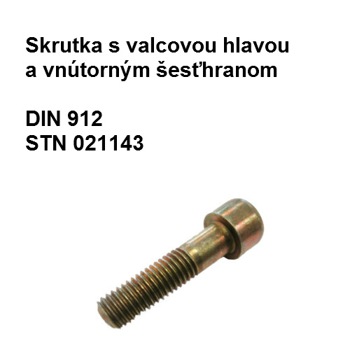 Skrutka 5x45, DIN 912, STN 1143.59, tvrdosť 8.8, povrch.úprava žltý zinok