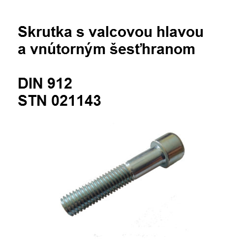 Skrutka 5x12, DIN 912, STN 1143.55, tvrdosť 8.8, povrch.úprava biely zinok