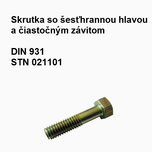 Skrutka 12x60, DIN 931, STN 1101.59, tvrdosť 8.8, povrch.úprava žltý zinok