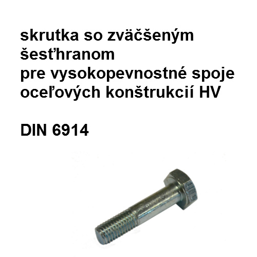 skrutka 12x40, DIN 6914, tvrdosť 10.9, povrch biely zinok