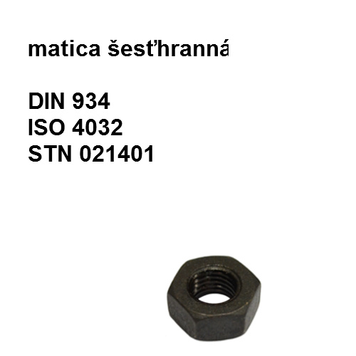 matica M16, DIN 934, ISO 4032, STN 1401.52, tvrdosť 10.9, povrch čierna
