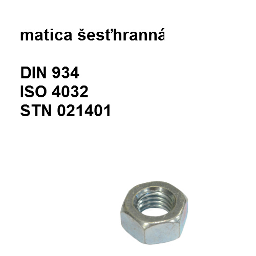 matica M2, DIN 934, ISO 4032, STN 021401.25, tvrdosť 5.6, povrch biely zinok